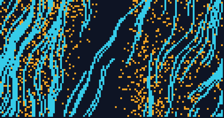 The six in order: Loop, Drift and Wind above, Pulse, Ripple and Tide below