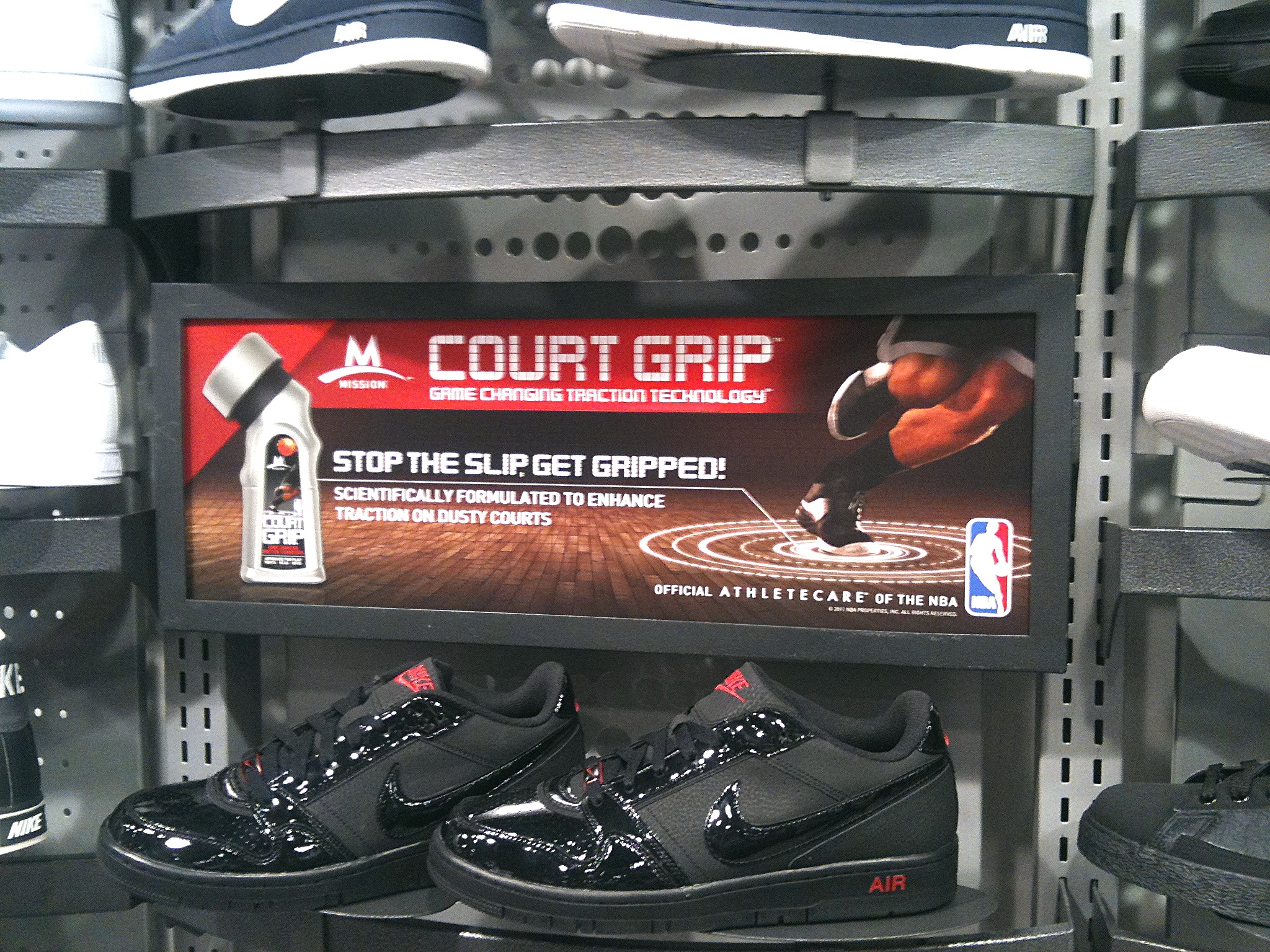 The lightbox set into the shoe wall above the display
