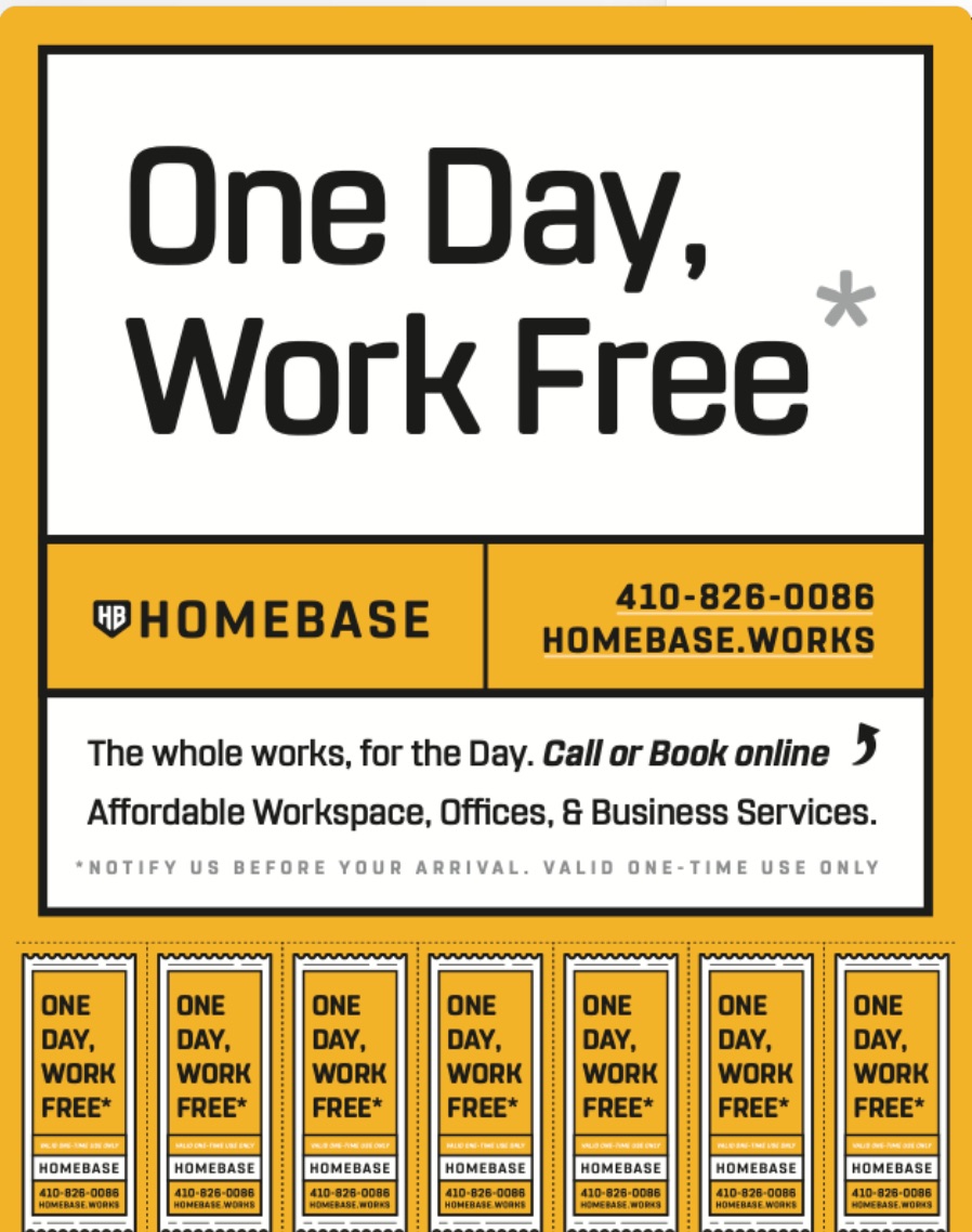 The one-day pass, with seven tear-off tabs carrying the number and the address