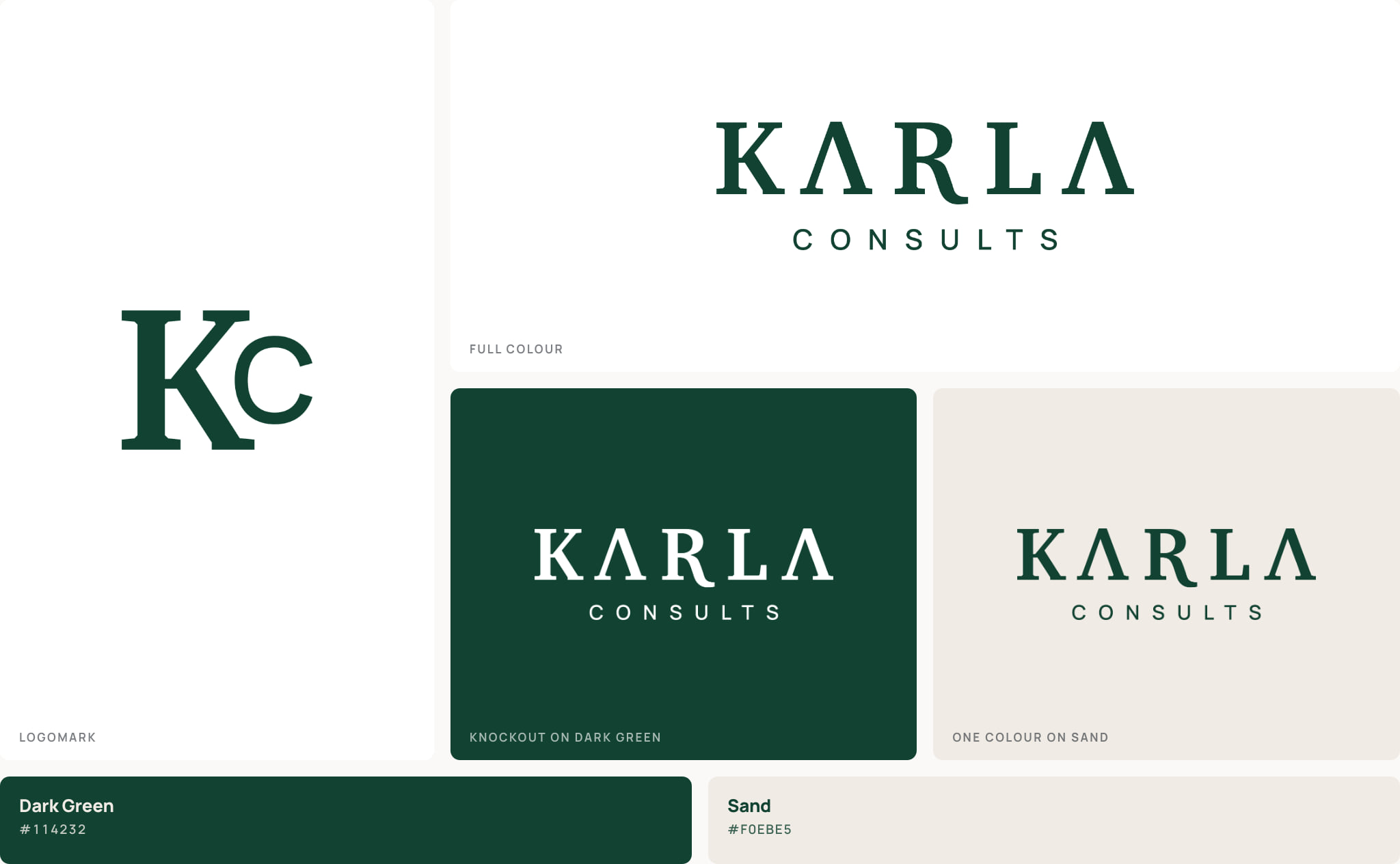 The lockup and the Kc logomark, on the three grounds the brand prints and publishes on
